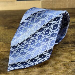 Setazone Blue Striped Geometric 100% Silk Tie 56" #625